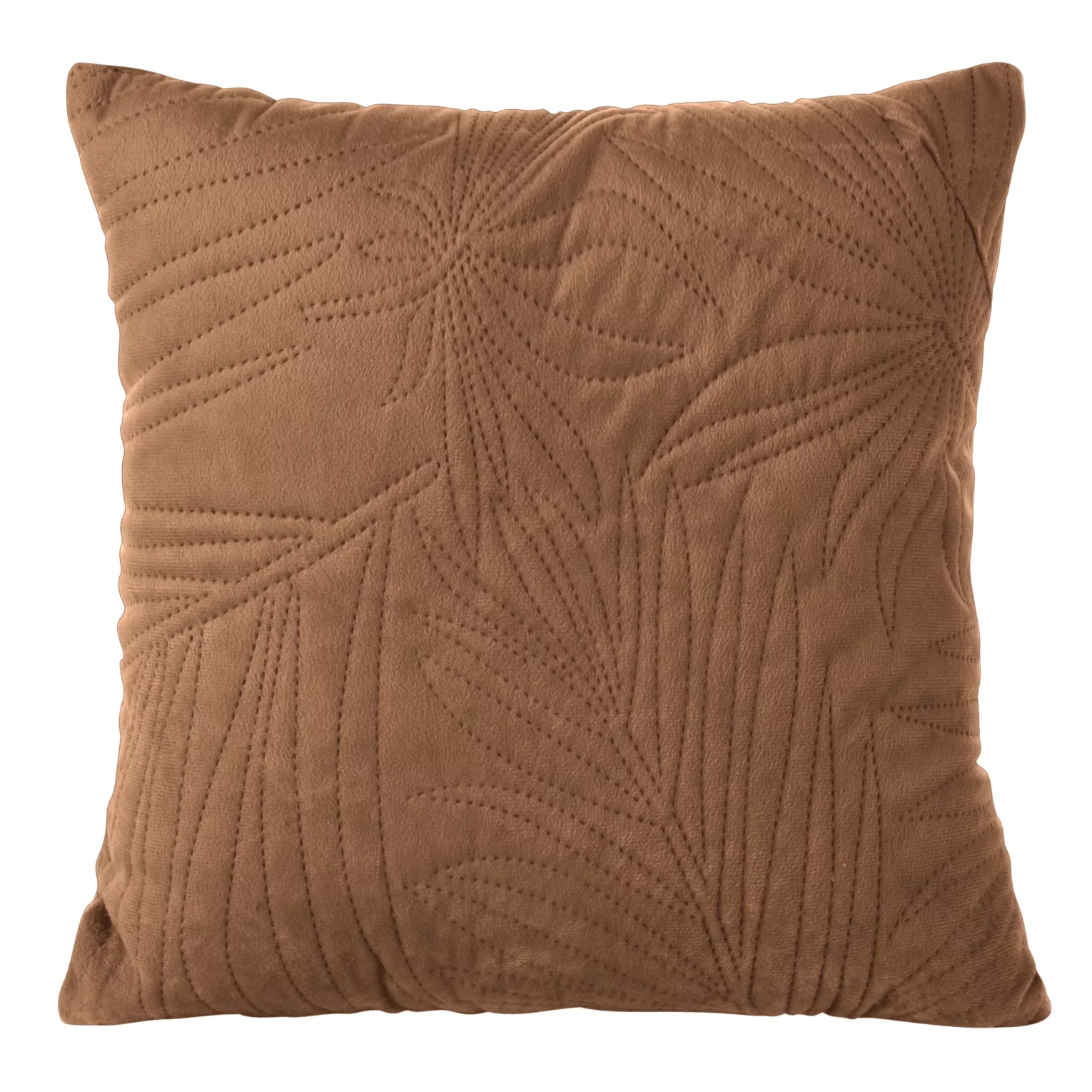 Poszewka na poduszkę 40x40 cm welwetowa ceglasta pikowana metodą hot press we wzór liści LUIZ 4 DESIGN 91