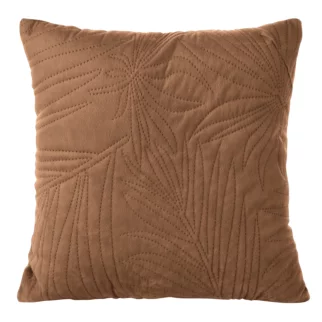 Poszewka na poduszkę 40x40 cm welwetowa ceglasta pikowana metodą hot press we wzór liści LUIZ 4 DESIGN 91