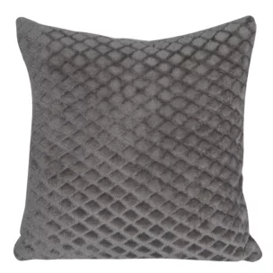 Poszewka na poduszkę 40x40 cm grafitowa typu flano miękka w dotyku z geometrycznym efektem 3D BELA DESIGN 91