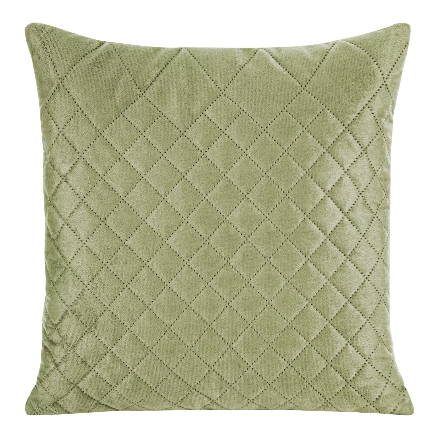 Poszewka na poduszkę 40x40 cm welwetowa jasnozielona pikowana metodą hot press w geometryczny wzór LUIZ 3 DESIGN 91