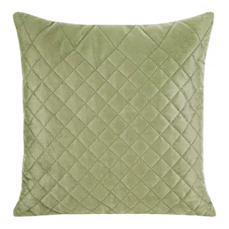Poszewka na poduszkę 40x40 cm welwetowa jasnozielona pikowana metodą hot press w geometryczny wzór LUIZ 3 DESIGN 91