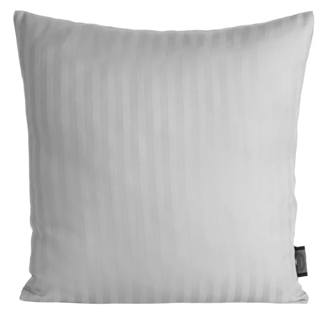 Poszewka na poduszkę 40x40 cm z satyny bawełnianej jasnoszara w delikatne prążki VERA