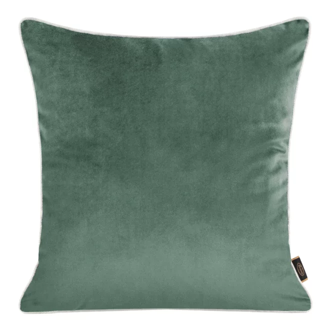 Poszewka na poduszkę 45x45 cm welwetowa kolor ciemnomiętowy, jasnoszary, dwustronna z wypustką na brzegach VELVET 57 Eurofirany Premium
