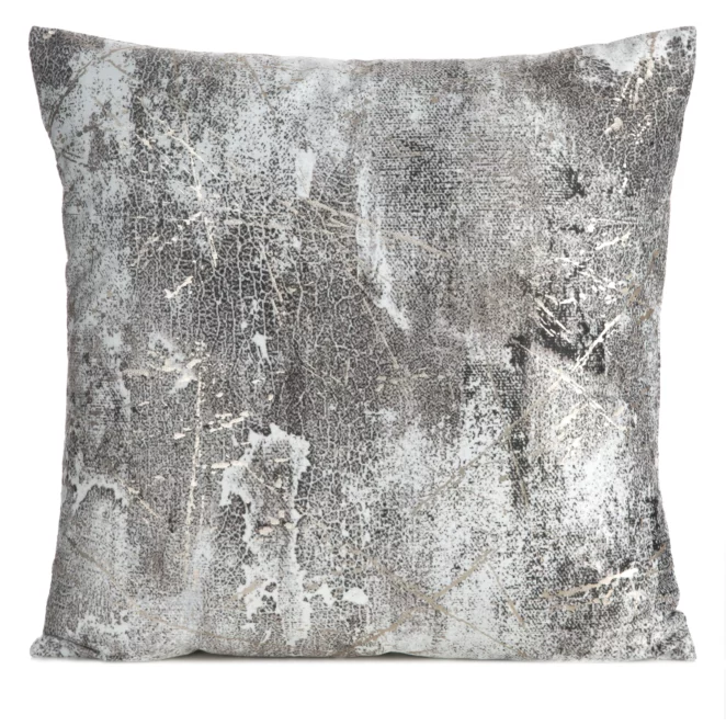 Poszewka na poduszkę 45x45 cm welwetowa grafitowa zdobiona metalicznym wzorem ESTER