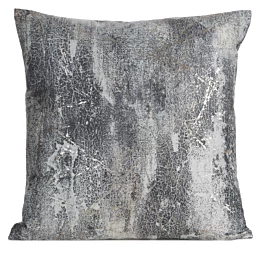 Poszewka na poduszkę 45x45 cm welwetowa srebrna zdobiona metalicznym wzorem ESTER