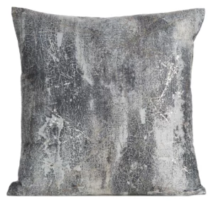 Poszewka na poduszkę 45x45 cm welwetowa srebrna zdobiona metalicznym wzorem ESTER