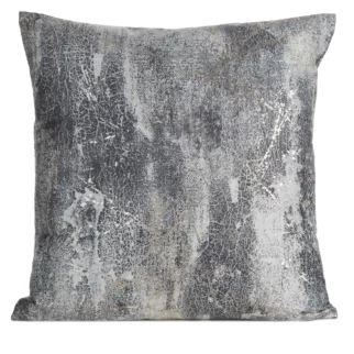 Poszewka na poduszkę 45x45 cm welwetowa srebrna zdobiona metalicznym wzorem ESTER