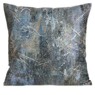 Poszewka na poduszkę 45x45 cm welwetowa turkusowa zdobiona metalicznym wzorem ESTER