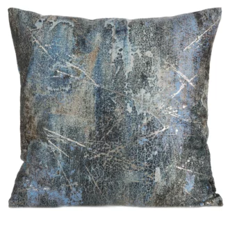 Poszewka na poduszkę 45x45 cm welwetowa turkusowa zdobiona metalicznym wzorem ESTER