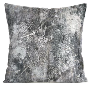 Poszewka na poduszkę 45x45 cm welwetowa szara zdobiona metalicznym wzorem ESTER