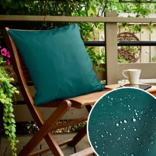 Poszewka na poduszkę 45x45 cm z gładkiej tkaniny wodoodpornej turkusowa idealna do ogrodu i na taras GARDEN 5