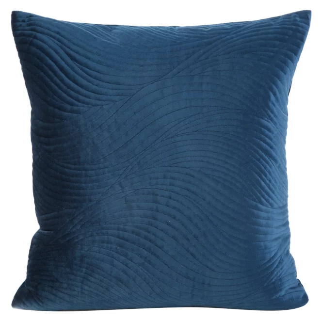 Poszewka na poduszkę 45x45 cm welwetowa, granatowa pikowana w falujący wzór RIA5 Eurofirany Premium