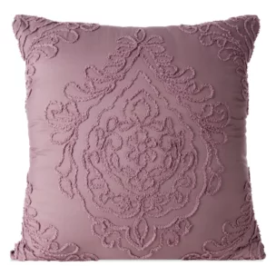 Poszewka na poduszkę 60x60 cm zdobiona ornamentową aplikacją fioletowa MIRA