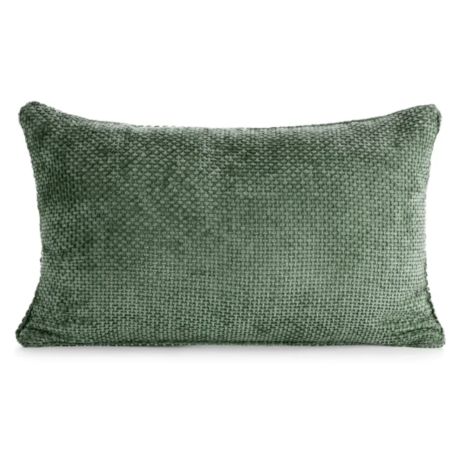 Poszewka na poduszkę 30x50 cm szenilowa z ozdobnym splotem ciemnozielona SZENIL 6