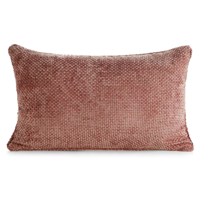 Poszewka na poduszkę 30x50 cm szenilowa z ozdobnym splotem pudrowa SZENIL 6