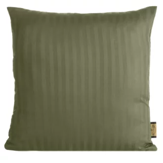 Poszewka na poduszkę 40x40 cm z satyny bawełnianej oliwkowa w delikatne prążki VERA