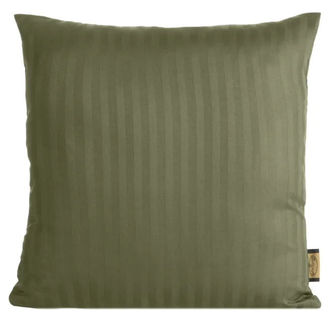 Poszewka na poduszkę 40x40 cm z satyny bawełnianej oliwkowa w delikatne prążki VERA