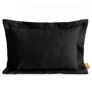 Poszewka na poduszkę  40x60 cm z szenilowej tkaniny czarna w drobne prążki Eva Minge Elegante