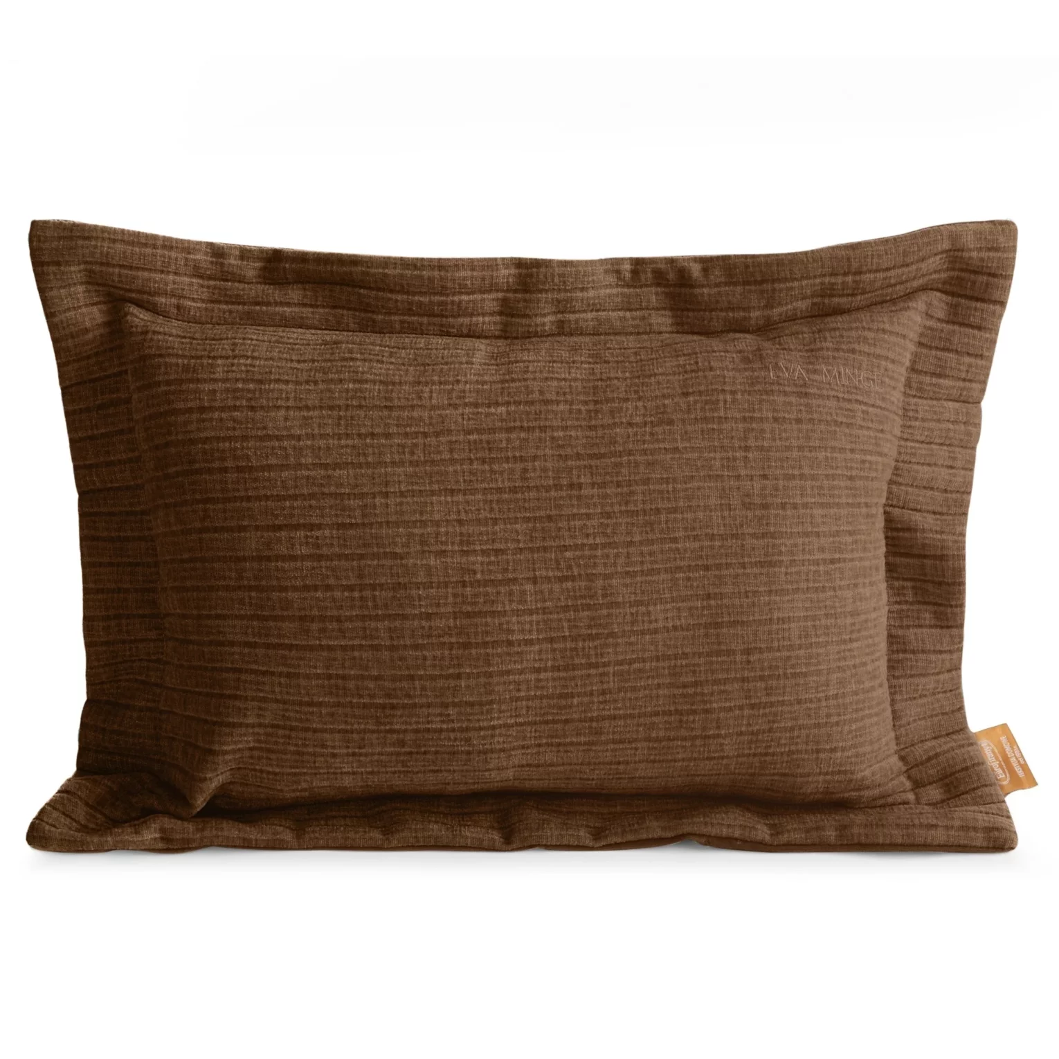 Poszewka na poduszkę  40x60 cm z szenilowej tkaniny jasnobrązowa o widocznym ozdobnym splocie Eva Minge Elegante
