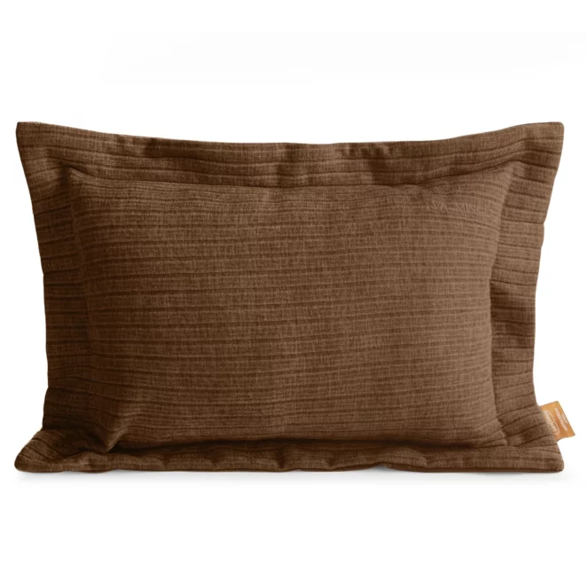 Poszewka na poduszkę 40x60 cm z szenilowej tkaniny jasnobrązowa o widocznym ozdobnym splocie Eva Minge Elegante
