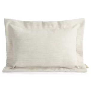 Poszewka na poduszkę  40x60 cm z szenilowej tkaniny kremowa w drobne prążki Eva Minge Elegante