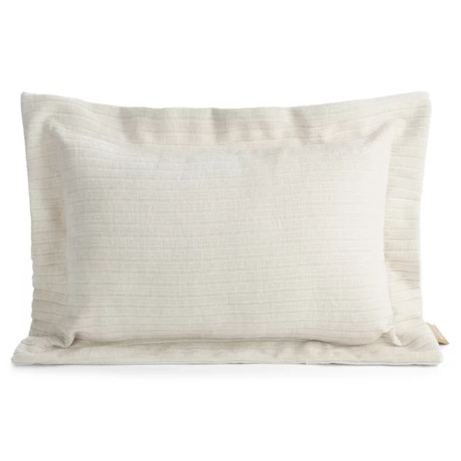 Poszewka na poduszkę 40x60 cm z szenilowej tkaniny kremowa w drobne prążki Eva Minge Elegante