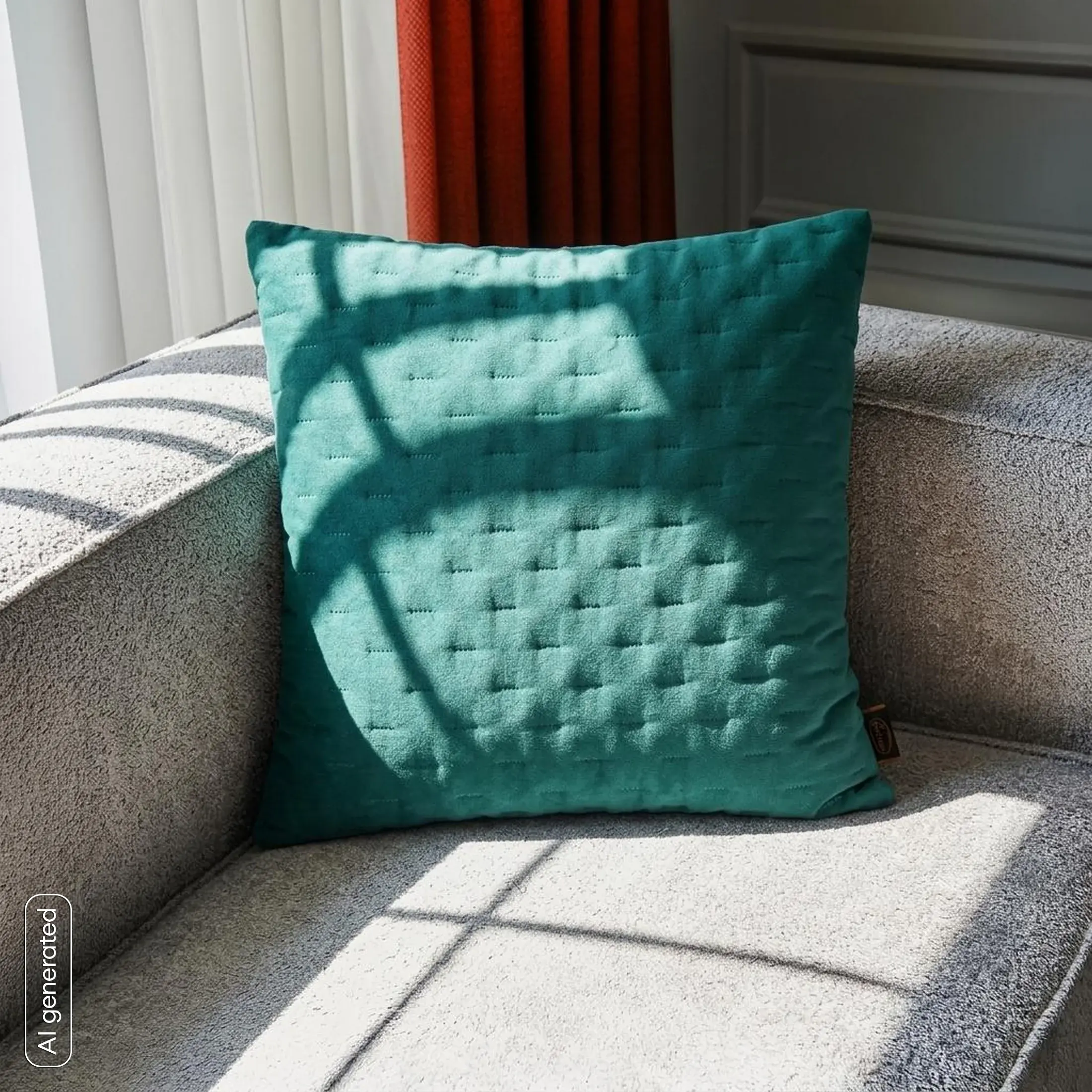 Poszewka na poduszkę 45x45 cm ciemnoturkusowa z matowej tkaniny pikowana w drobny wzorek techniką hot press LIBI
