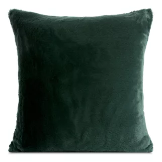 Poszewka na poduszkę 45x45 cm ciemnozielona z miękkiej futrzanej tkaniny NINA