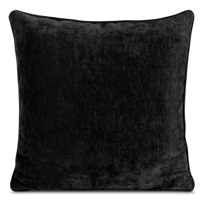 Poszewka na poduszkę 45x45 cm czarna z szenilowej tkaniny z elegancką lamówką NESKA