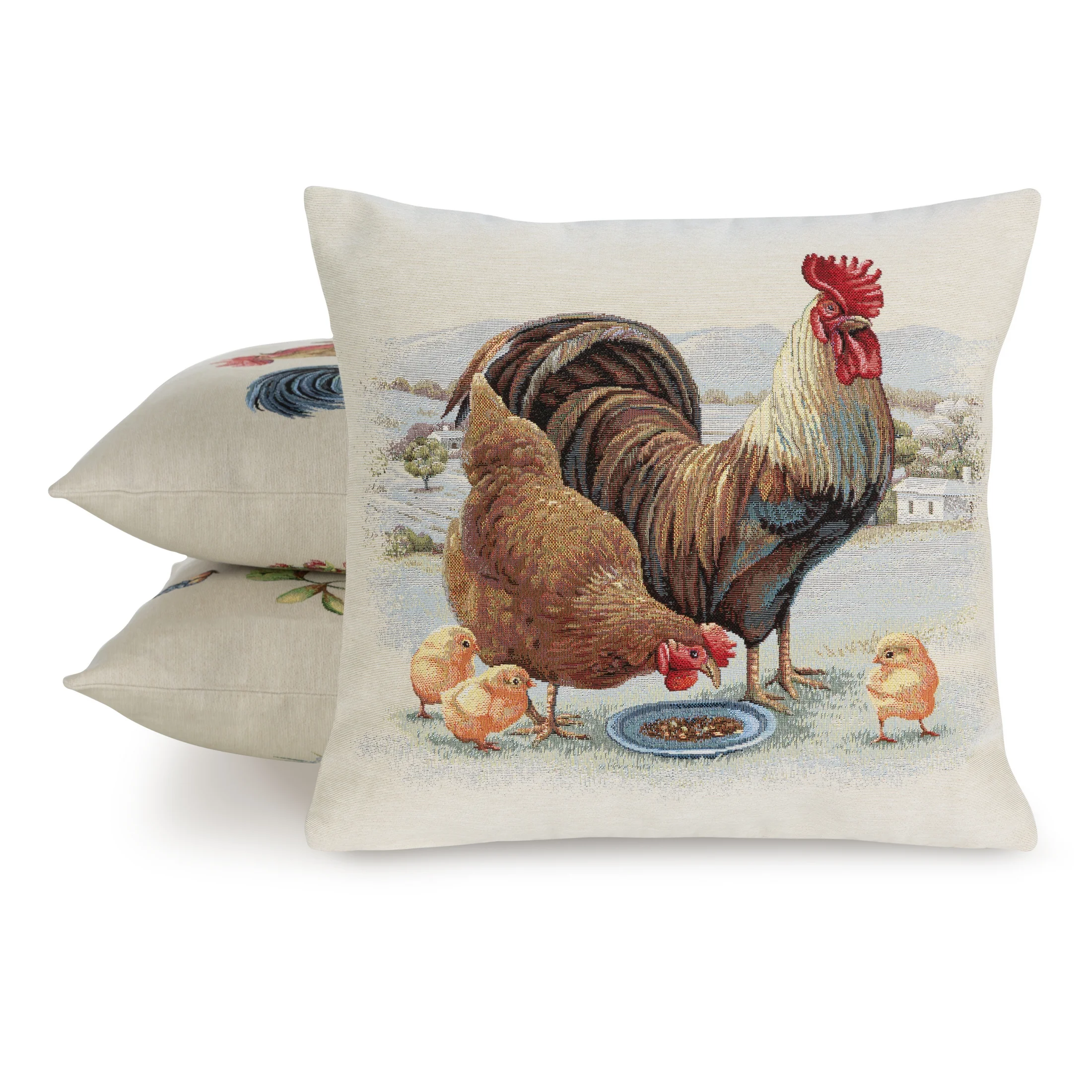 Poszewka na poduszkę 45x45 cm gobelinowa naturalno brązowa z tkanym motywem zwierzęcym