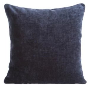 Poszewka na poduszkę 45x45 cm granatowa z szenilowej tkaniny zdobiona ozdobnym sznurem CARA