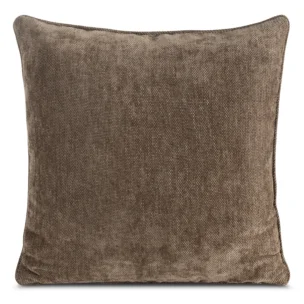 Poszewka na poduszkę 45x45 cm jasnobrązowa z szenilowej tkaniny z elegancką lamówką NESKA