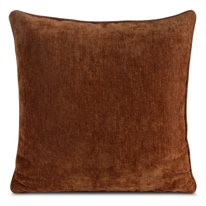 Poszewka na poduszkę 45x45 cm ruda z szenilowej tkaniny z elegancką lamówką NESKA