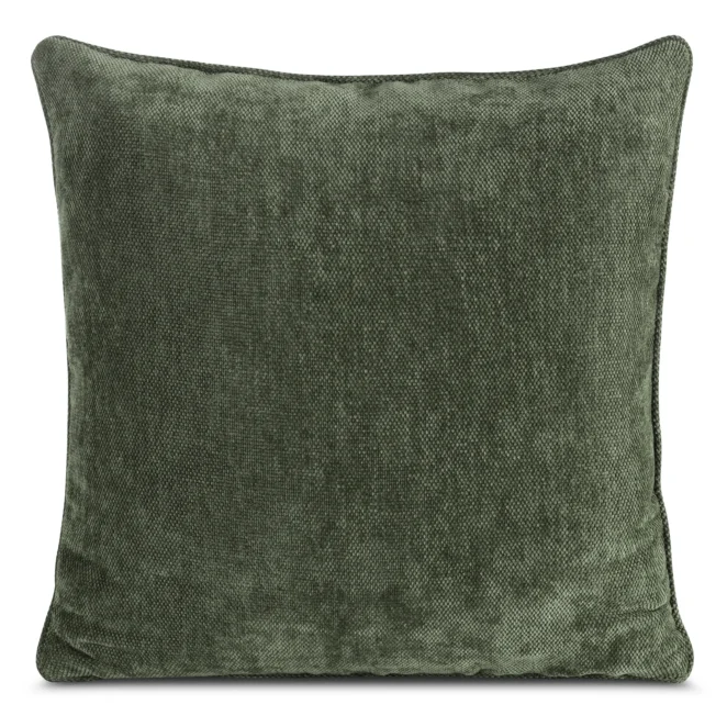 Poszewka na poduszkę 45x45 cm szałwiowa z szenilowej tkaniny z elegancką lamówką NESKA