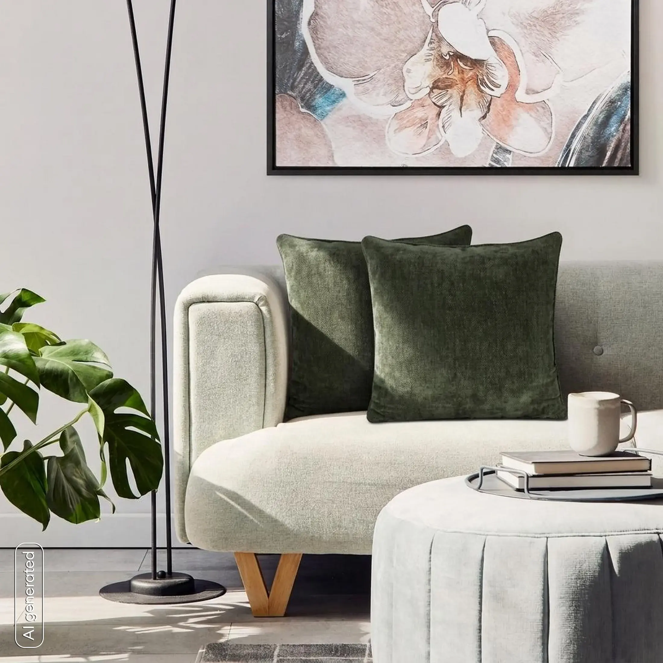 Poszewka na poduszkę 45x45 cm szałwiowa z szenilowej tkaniny z elegancką lamówką NESKA
