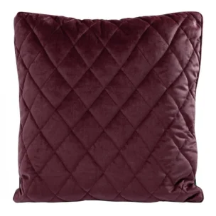 Poszewka na poduszkę 45x45 cm welwetowa, bordowa pikowana we wzór karo z ozdobną wypustką VELVET 27 Eurofirany Premium