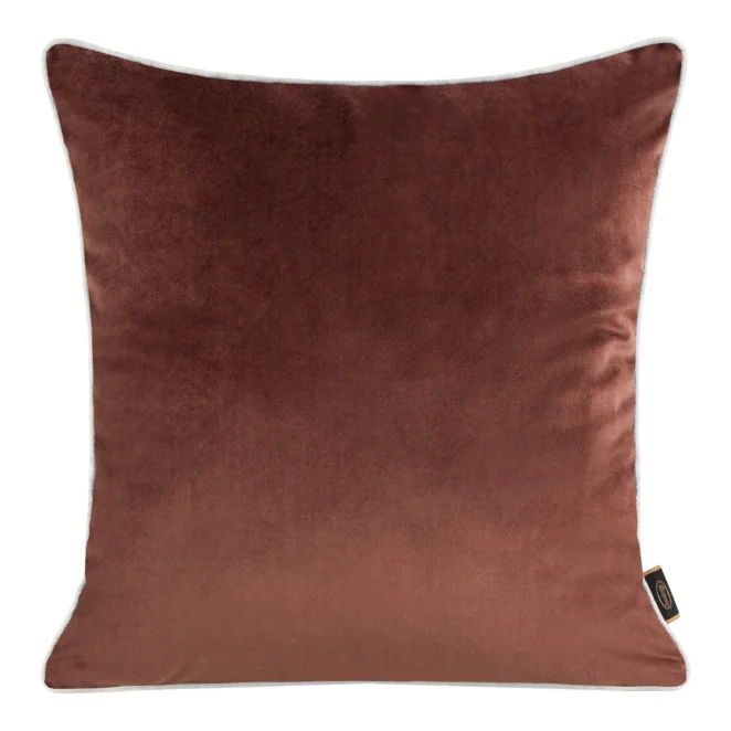 Poszewka na poduszkę 45x45 cm welwetowa, bordowo jasnoszara, dwustronna z wypustką na brzegach VELVET 57 Eurofirany Premium