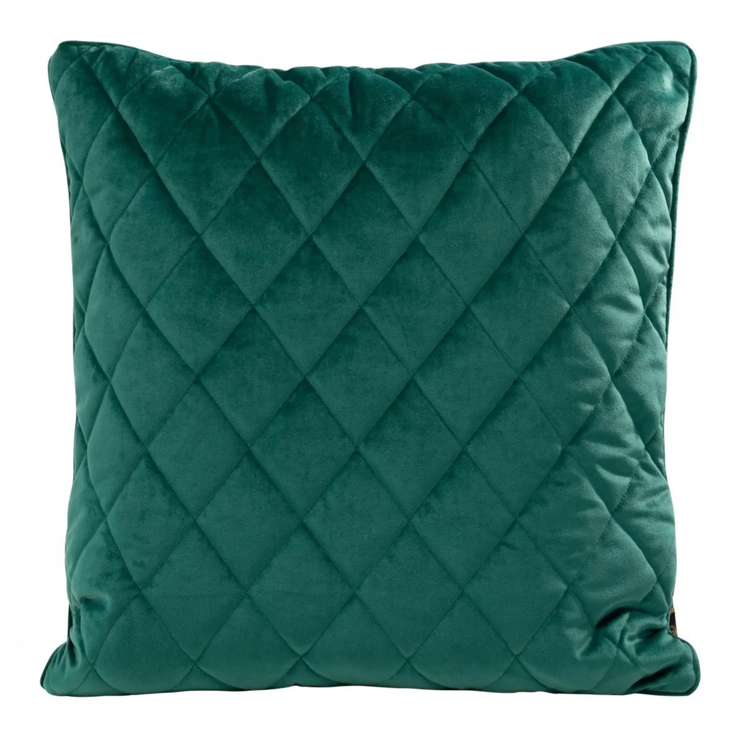 Poszewka na poduszkę 45x45 cm welwetowa, ciemnoturkusowa pikowana we wzór karo z ozdobną wypustką VELVET 27 Eurofirany Premium