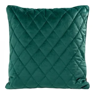 Poszewka na poduszkę 45x45 cm welwetowa, ciemnoturkusowa pikowana we wzór karo z ozdobną wypustką VELVET 27 Eurofirany Premium