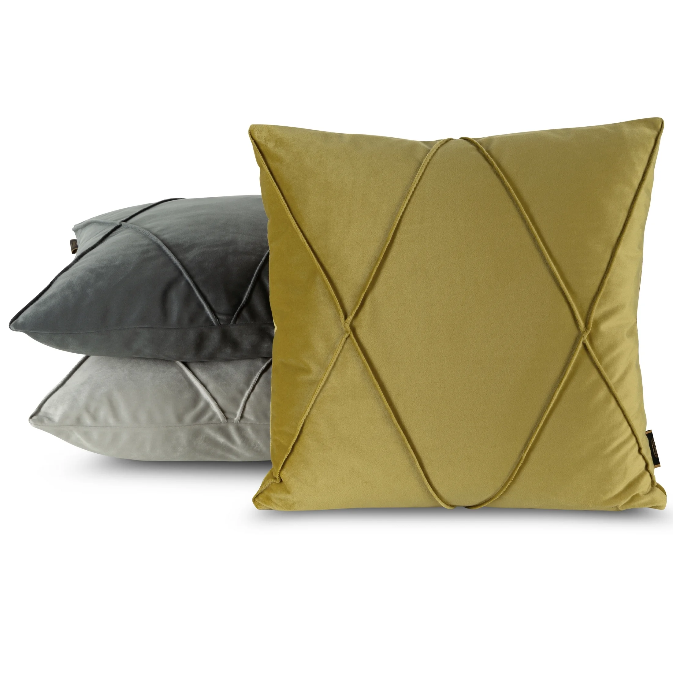 Poszewka na poduszkę 45x45 cm welwetowa ciemnozielona z geometrycznym przeszywanym wzorem NALA 1 Eurofirany Premium