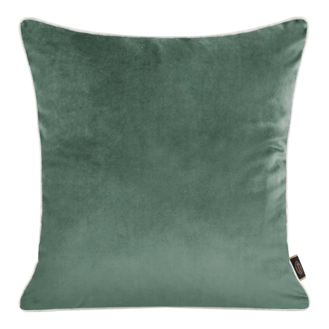 Poszewka na poduszkę 45x45 cm welwetowa kolor ciemnomiętowy, jasnoszary, dwustronna z wypustką na brzegach VELVET 57 Eurofirany Premium