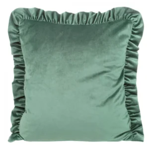 Poszewka na poduszkę 45x45 cm welwetowa kolor miętowy zdobiona na brzegach falbanami VELVET 25 Eurofirany Premium