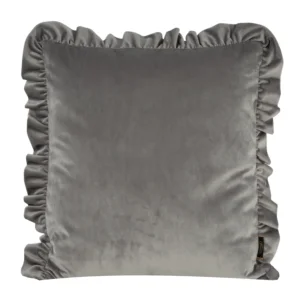 Poszewka na poduszkę 45x45 cm welwetowa kolor srebrny zdobiona na brzegach falbanami VELVET 25 Eurofirany Premium