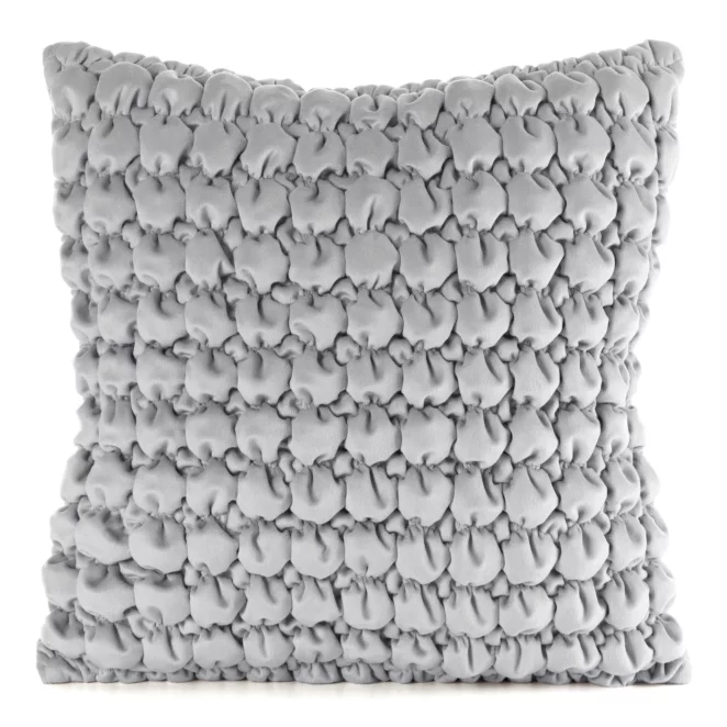 Poszewka na poduszkę 45x45 cm welwetowa kolor srebrny zdobiona wzorem 3D VELVET 193 Eurofirany Premium