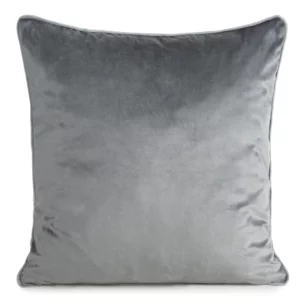 Poszewka na poduszkę 45x45 cm welwetowa kolor stalowy o delikatnym połysku z ozdobną lamówką GAJA 2