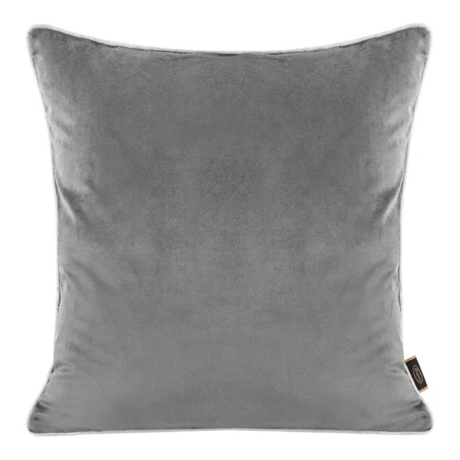 Poszewka na poduszkę 45x45 cm welwetowa, kolor szary, dwustronna lnu z wypustką na brzegach VELVET 57 Eurofirany Premium