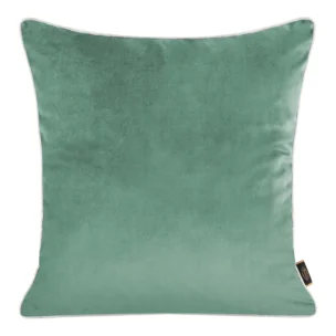 Poszewka na poduszkę 45x45 cm welwetowa kolor turkusowy, jasnoszary, dwustronna z wypustką na brzegach VELVET 57 Eurofirany Premium