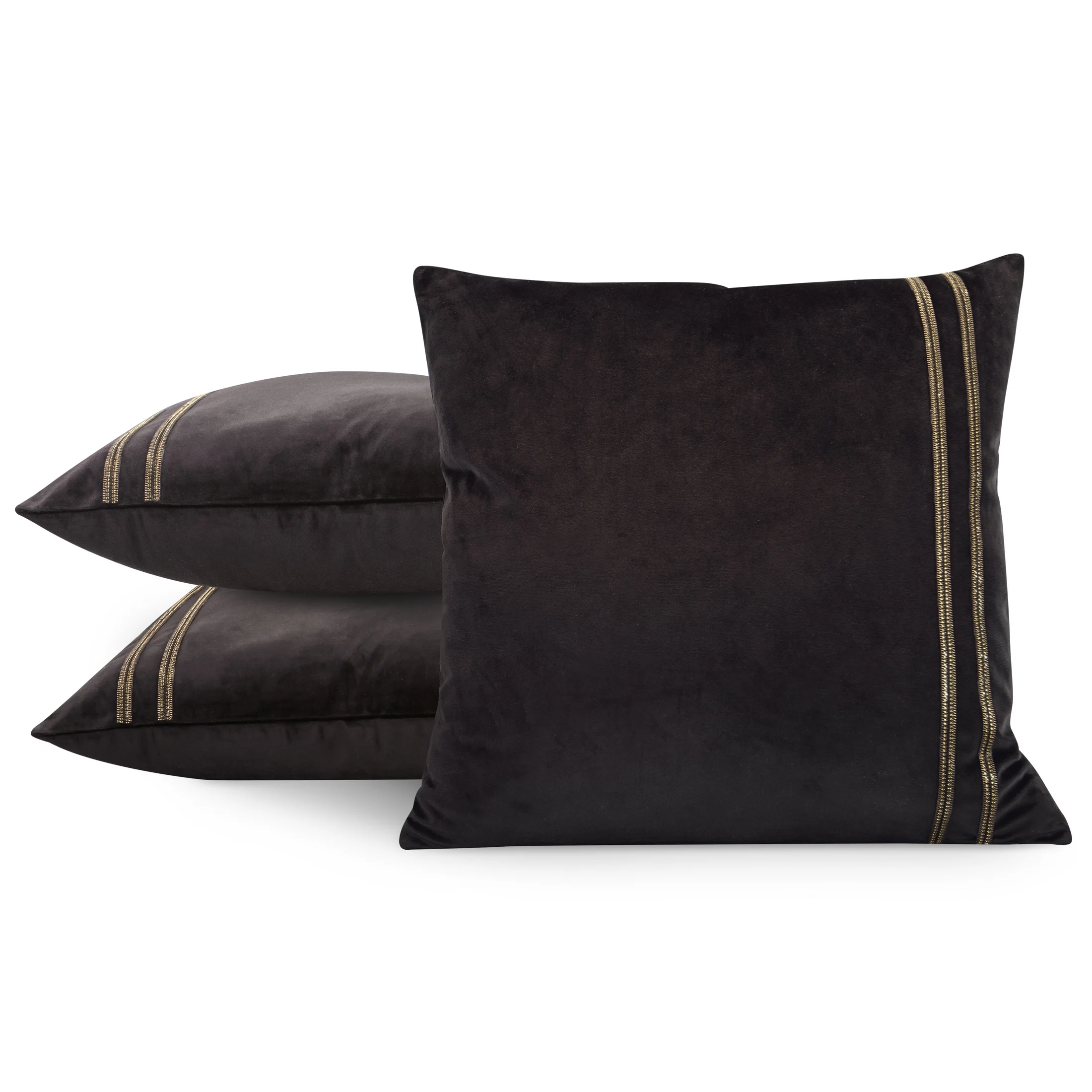 Poszewka na poduszkę 45x45 cm welwetowa, kremowa poszewka z naszywaną dekoracyjną pasmanterią VELVET 31 Eurofirany Premium