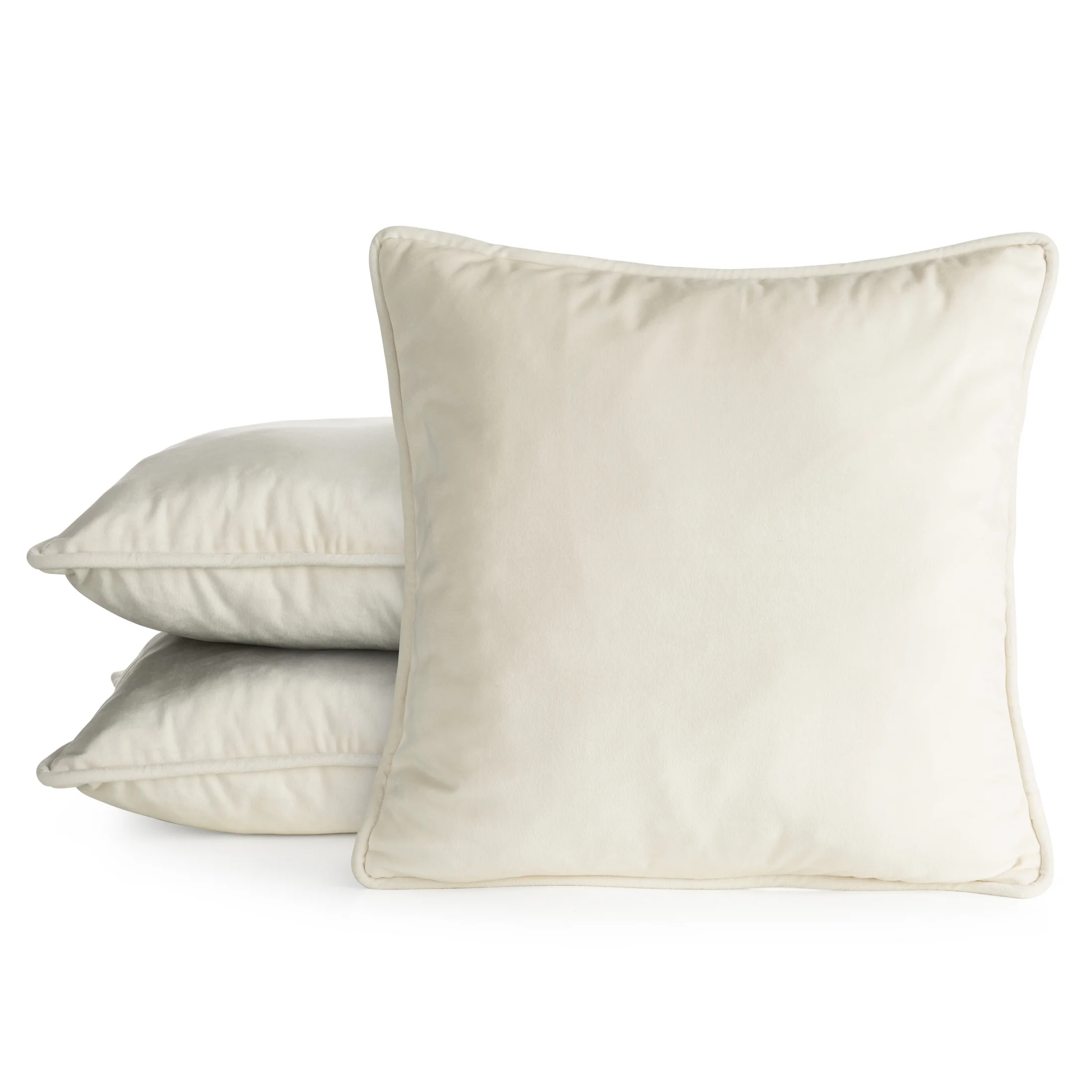 Poszewka na poduszkę 45x45 cm welwetowa, kremowa z ozdobną wypustką VELVET 147 Eurofirany Premium