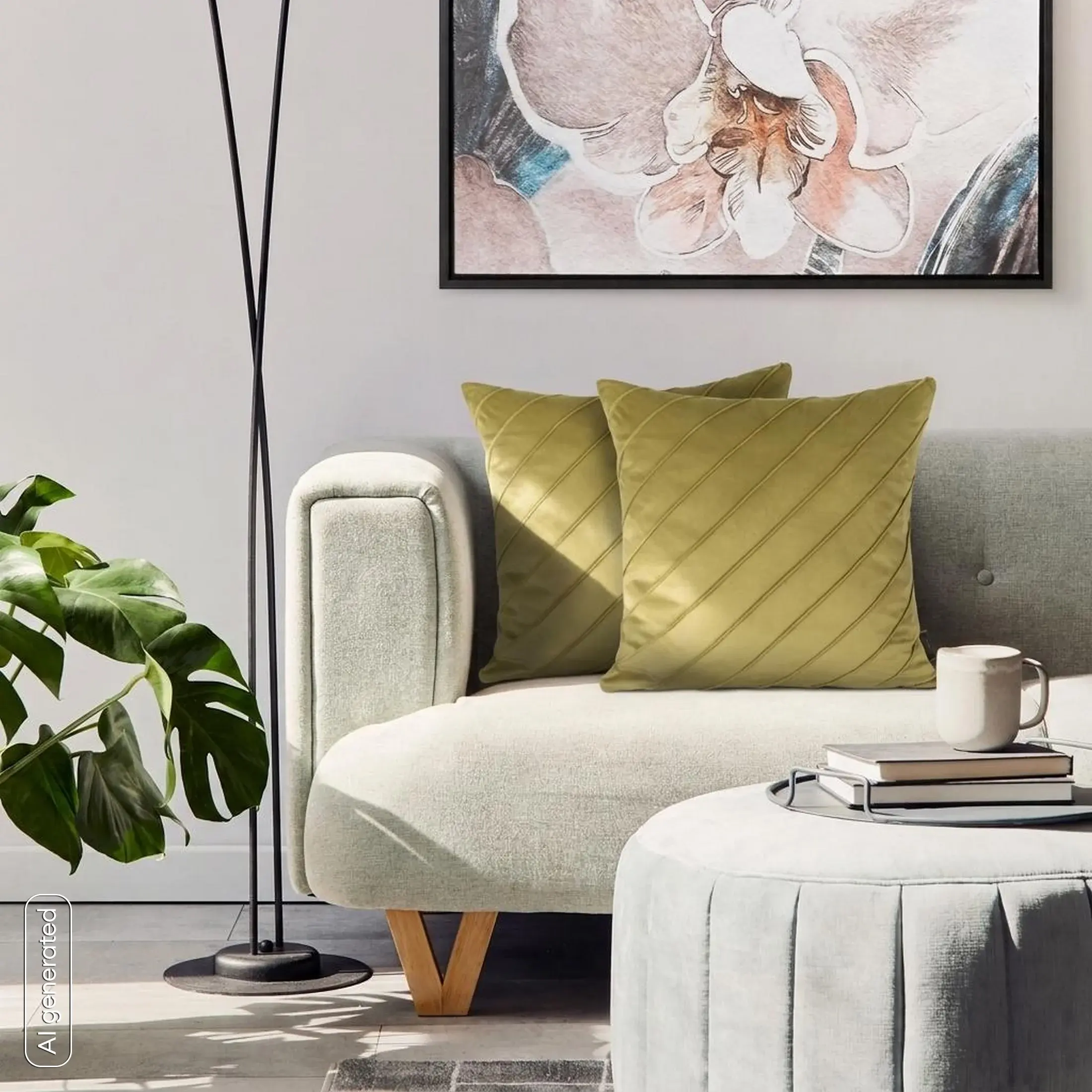 Poszewka na poduszkę 45x45 cm welwetowa musztardowa z geometrycznym przeszywanym wzorem NALA Eurofirany Premium